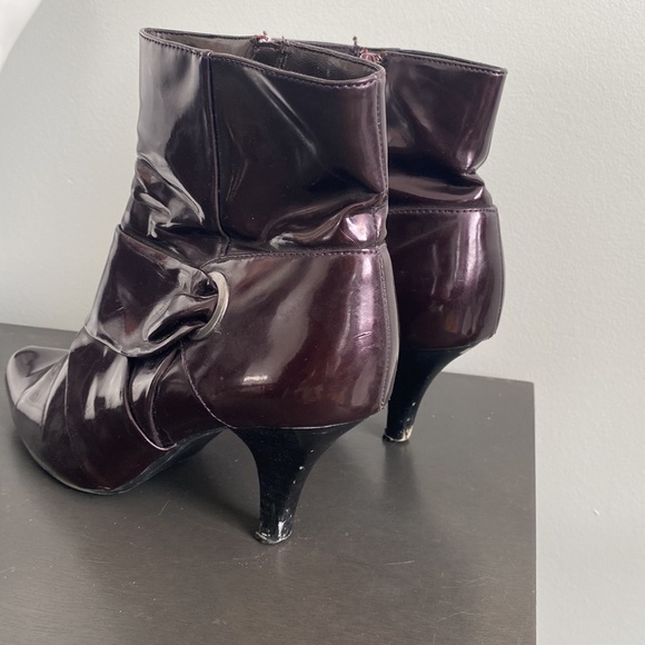 Metallic Eggplant Pointed Toe Booties - Picture 3 of 7